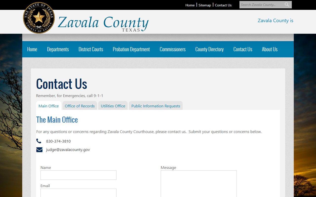 Zavala County Jail inmate records public information request instructions